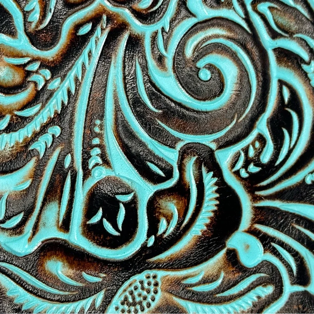 Patricia Nash Clutch / Wristlet Italian Leather Tooled Turquoise NWT
